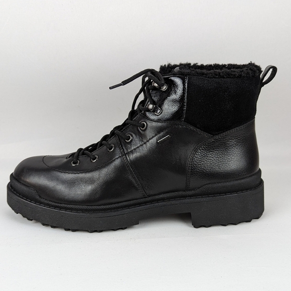 Geox Nevegal Amphibiox Waterproof Leather Combat Ankle Boot Black EU41 10.5 NIB - Picture 2 of 14